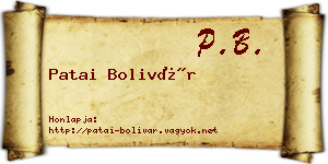 Patai Bolivár névjegykártya